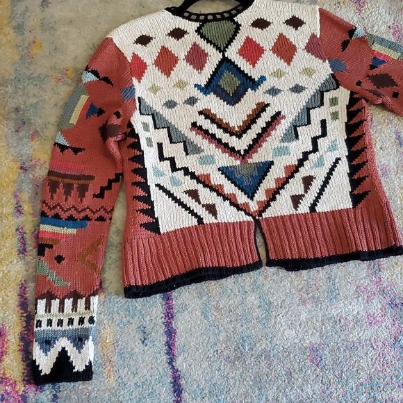 Peruvian Connection 100% Pima Cotton Colorful Southwest Style Shrug Sweater - Picture 15 of 16